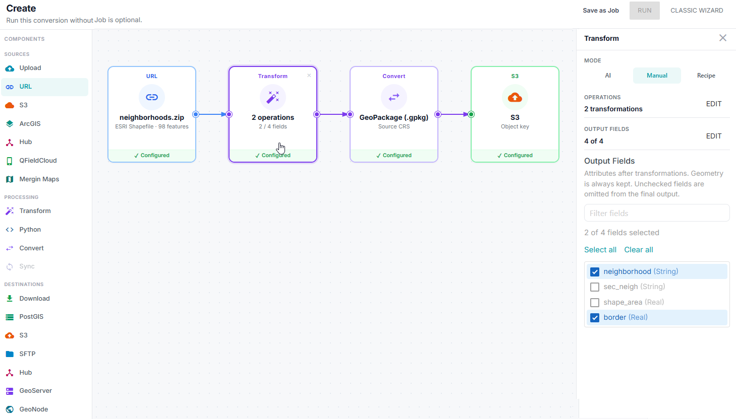 GeoJibe Visual Pipeline Canvas